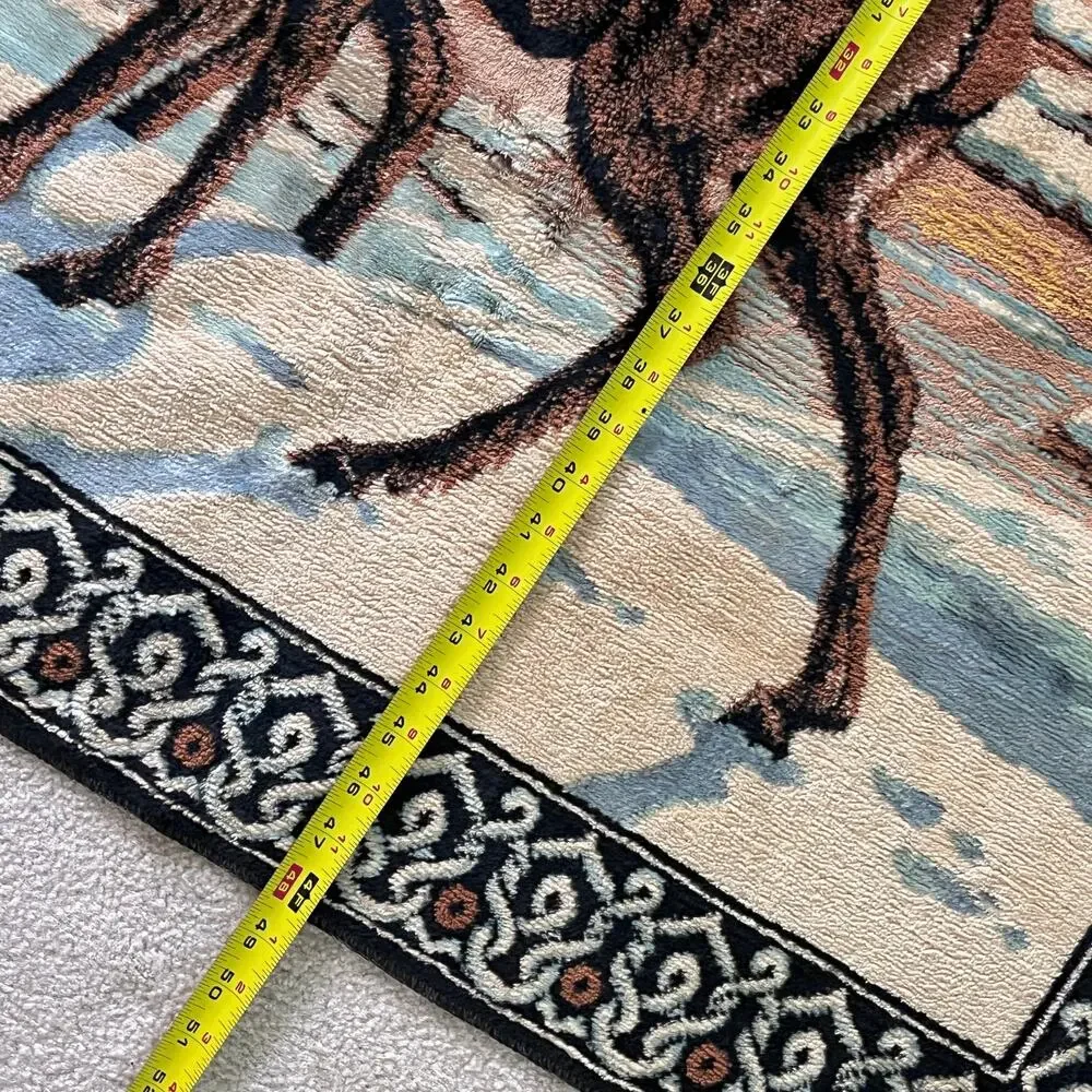 Large Vintage Italian Tapestry Woodland Deer Sunset Landscape Cabin Lodge Nature